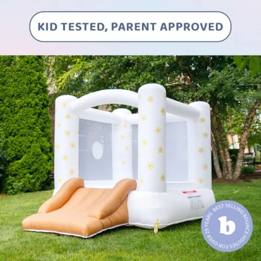 바운스 하우스, 8.5피트 길이 x 7피트 너비 x 6.5피트 높이, 중성적인 꽃무늬 슬라이드가 있는 바운스 하우스, UL 블로워 포함, 어린이를 위한 트렌디한 바운서