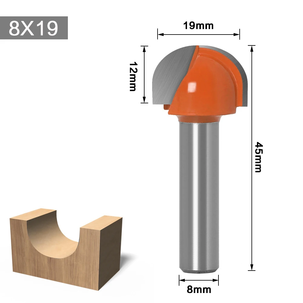 6/8mm Shank Ball Nose End Mill Wood Router Bit Set Round Cove CNC Milling Cutter Radius Core Box Solid Carbide Woodworking Tools