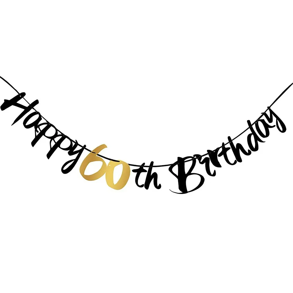 1 set 30 40 50 60 Jaar Gelukkige Verjaardag Papier Banner Verjaardagsfeestje Decoraties Volwassen Garland Verjaardag Anniversaire Zwarte Vlaggen