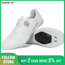Santic Carbon Fiber Cycling Shoes Outdoor Wear Resistant Road Riding Sneakers Unisex Men Women Adjustable Pro Racing Bicyle Shoe