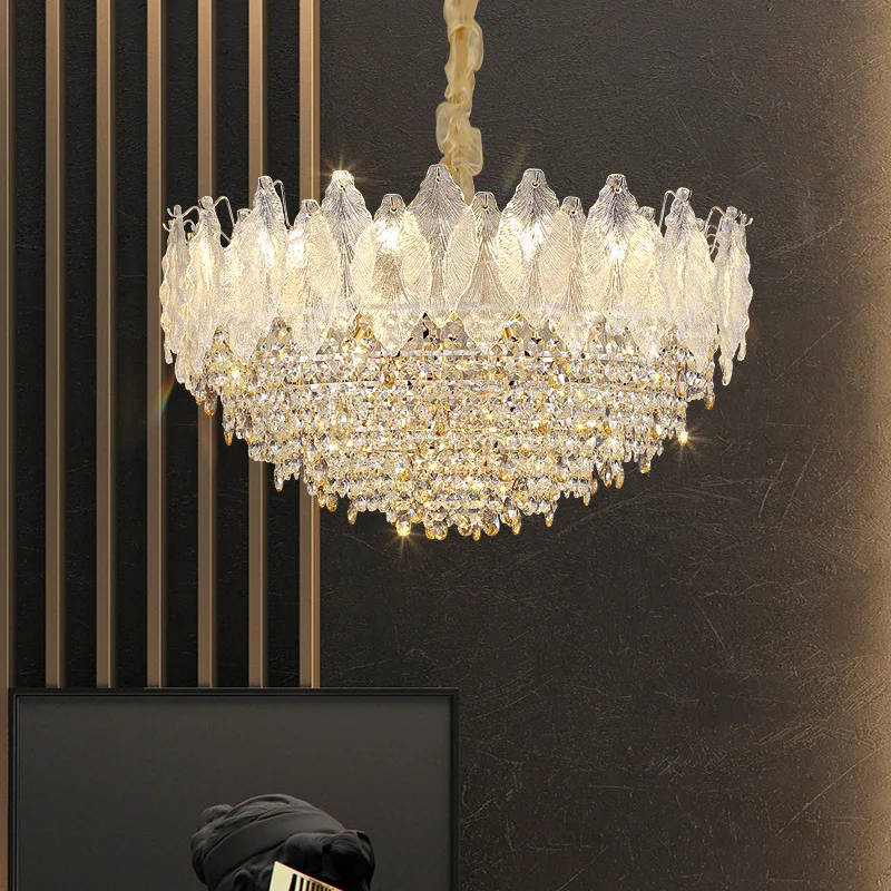 

French, crystal, chandelier, postmodern, light luxury, atmospheric