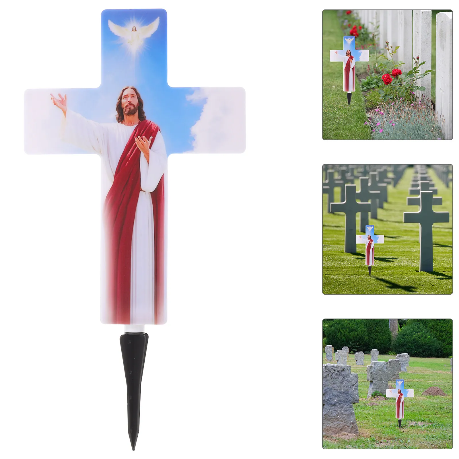 Solar Cross Memorial Light LED Cemetery Grave Lamp Outdoor Garden Funeral Remembrance Decoration