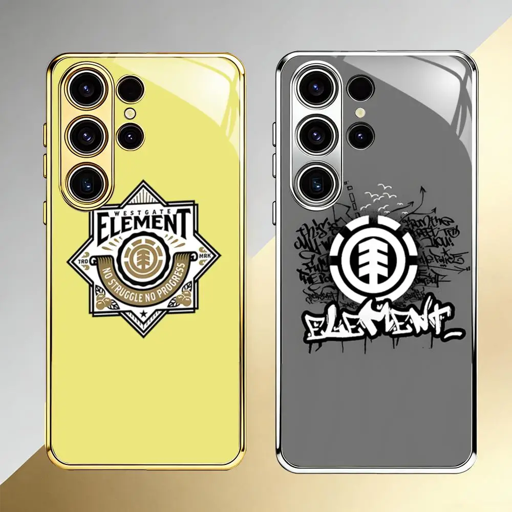 EHlement skateboard Phone Case For Samsung S26 S25 S24 S23 S22 S21 Plus Ultra FE Edge Electroplated glass