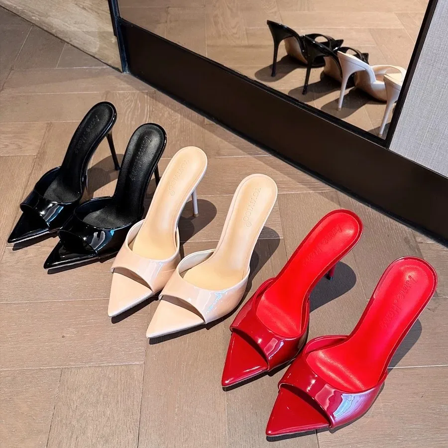 Designer Luxury Sexy Thin High Heel Summer Women Slippers Fashion Peep Toe Dress Slides Ladies Stripper Party Sandals 2026