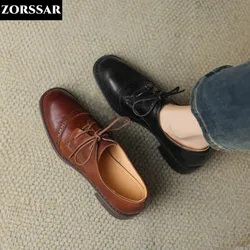 2024 Primavera Autunno Donna Oxford Scarpe Casual Ballerine in vera pelle Stringate Morbide e confortevoli Scarpe derby da donna Taglia 43