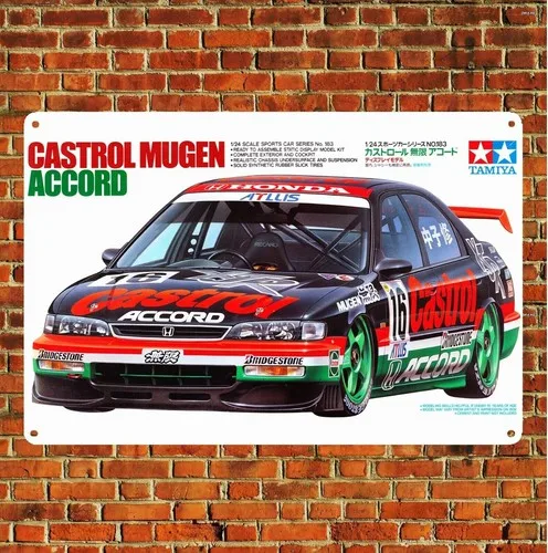 Metallposter, Auto-Maßstabsmodell, Blechschild, Plakette, Tamiya Mugen Boxart-Aluminium