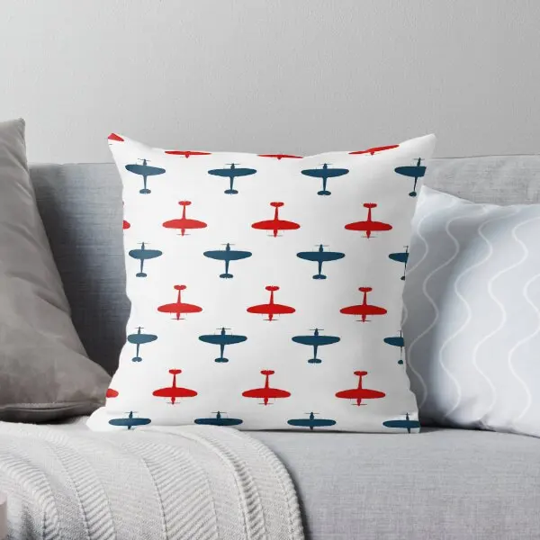 Raf Spitfire Retro Repeat Pattern  Printing Throw Pillow Cover Hotel Bedroom Home Waist Wedding Pillows not include One Side