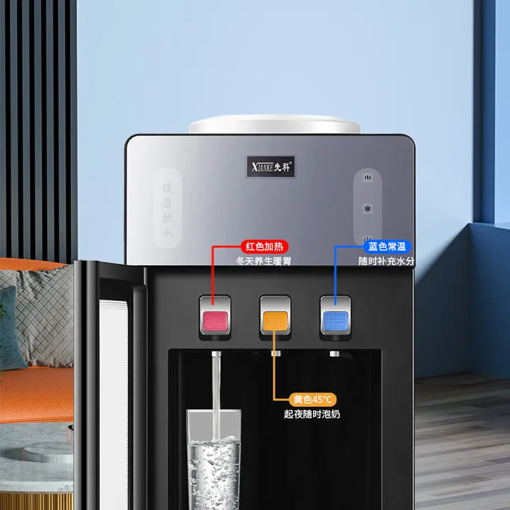 

Bottom-mounted fully automatic household water dispenser with rapid heating and bottom-mounted water tank.