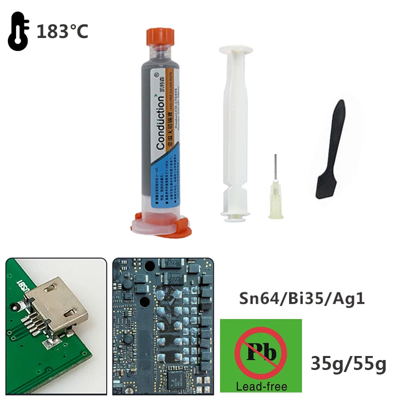 

Lead-free Tin Soldering Welding Flux Paste 183 Grease 25-45um Solder Pastes for SMD PCB BGA SMT Phone Repair Welding Supplies