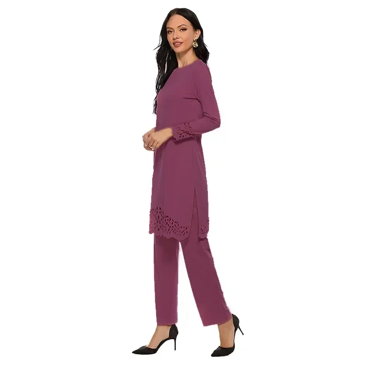 Muslim Suit Turkey Muslim Dress Women Two-piece Set Middle East Muslim Suit Moroccan Women Hollow Out Dress Women Casual Abaya