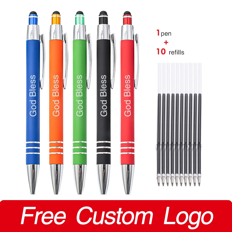 

5 ручек + 50 сменных стержней, ручка с индивидуальным логотипом, гравировка имени, персонализированные подарки, школьные канцелярские принадлежности, офисные принадлежности, сенсорный экран для письма