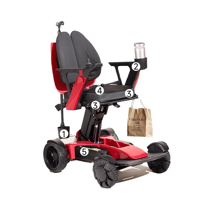 Smart Automatic Motorized Foldable Long Mileage Electric Wheelchair for Patient Wheelchair with Lithium Battery for Handicapped