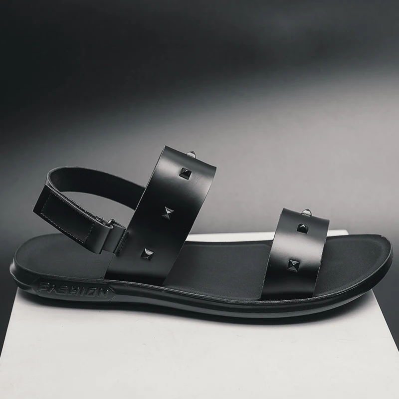 

New Men Fashion Beach Sandals Black Flat Heel Casual Comfortable Sandals Men Outdoor Travel High Quality Sandals Size 38-45