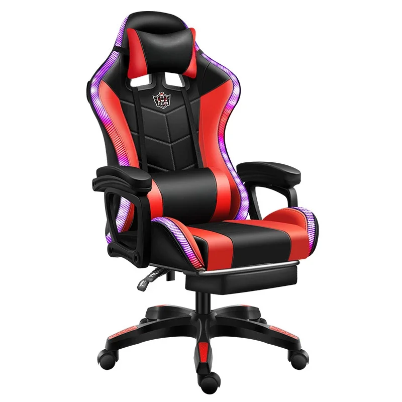 High quality computer  with massage, RGB light gamer  swivel gaming leather office chair