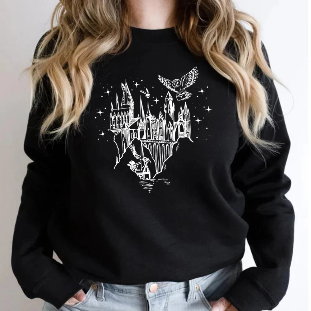 Wizard Castle Sweatshirt Believe in Magic Hoodies Magical School Sweatshirts Women Long Sleeve Pullover Wizard School Hoodie Top