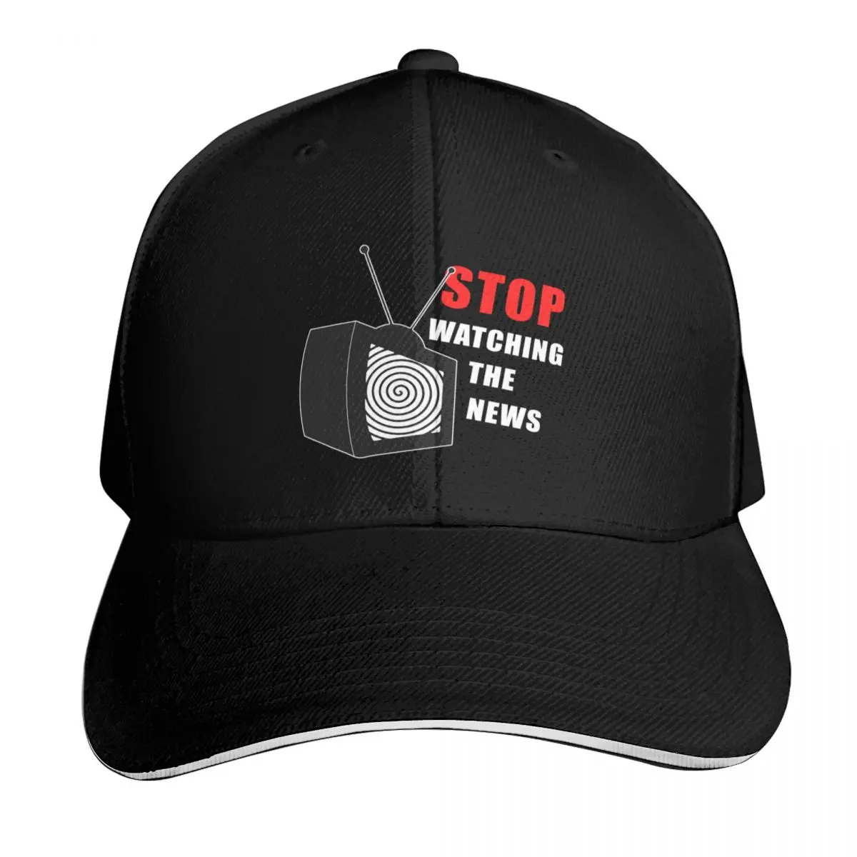 Stop Watching The Fake News, Brainwashing TV Baseball Cap Quick Dry Performance Cotton Twill Breathable Contrast Two Tone Brim