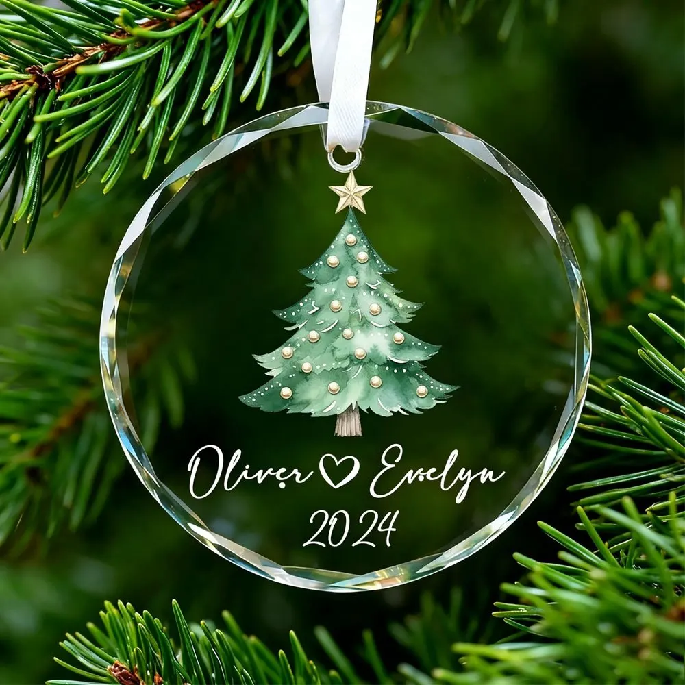 Custom Family Number Christmas Tree Ornament, Christmas Stocking Print Round Acrylic Hanging Bauble, Family of Christmas Gift.