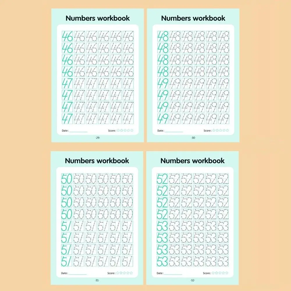 48 Pages Number Practice Book Numbers 0-100 Montessori Teaching Aids Math Learning Copybook Handwriting Practice Notebook