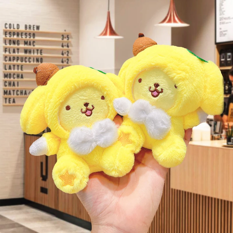 Kawaii Pineapple Purin Plush Toy Keychain Anime Sanrio Soft Stuffed Doll Pendant Car Key Ring Backpack Bag Decor Kid Gift