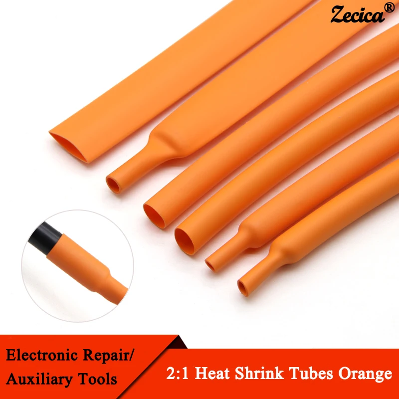 

1~10m 2:1 Heat Shrink Heat Shrink Tube Orange Diameter 1~50mm Wire Cable Repair Wrap Sleeving DIY Waterproof Polyolefin Tubing