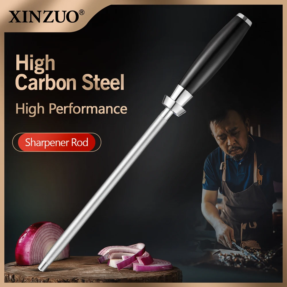 

XINZUO Knife Sharpener Rod G10 Handle Kitchen Accessories High Carbon Stainless Steel Sharpener Stick Home Use Knife Grinder