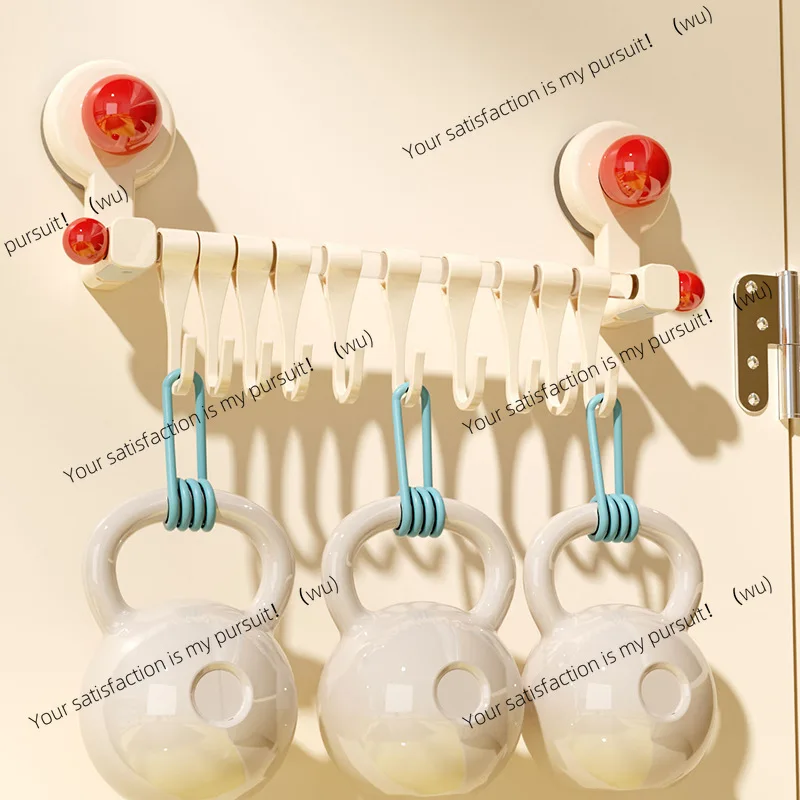 Kitchen suction cup hook wall hanging adhesive hook slide rail row hook spoon shovel rack non-punching bathroom towel storage