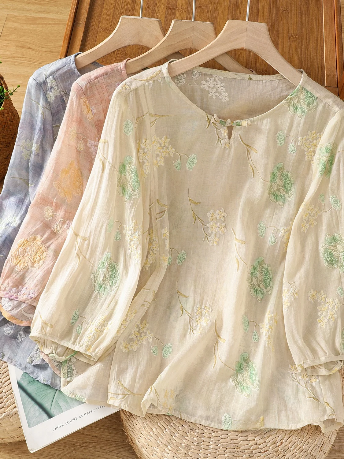 

Новая китайская вышитая льняная тонкая верхняя одежда большого размера, женская круглая пуговица Seven Sve Ne Zen Tea Clothing