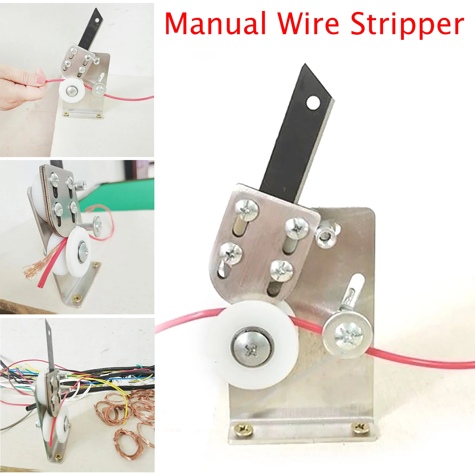 Manual Wire Stripping Machine with 3 Tungsten Steel Blades Small Wire Stripper Scrap Cable Peeling Machine Hand Tool