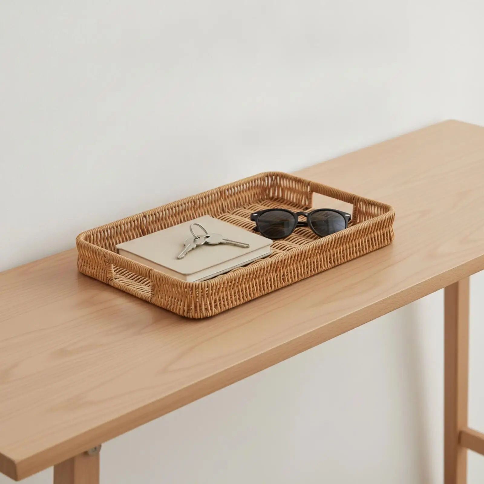 Versatile Imitation Rattan Basket for Bedroom Clothes and Accessory Organization