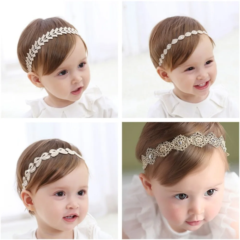 Cute Lace Headband Soft Newborn Elastic Turban Korean Princess Gold Hairband Skin Friendly Sweet Baby Headband Photography Prop