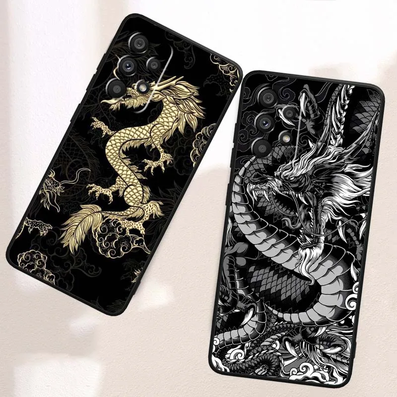 Anime Dragon Design For Samsung A73 A72 A71 A55 A54 A53 A52 A51 A13 A22 A16 A15 A12 A14 A26 A07 5G Black Phone Case view 2