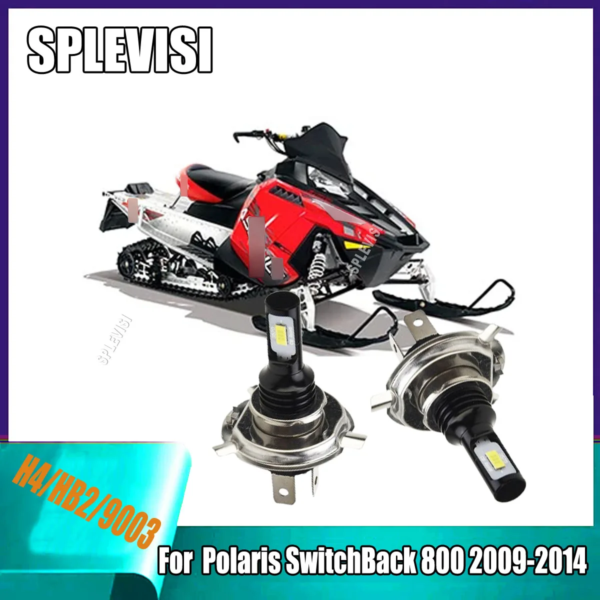 

9-16v LED H4 Whtie Headlights -no blind corners and no vertigo For Polaris SwitchBack 800 2009 2010 2011 2012 2013 2014