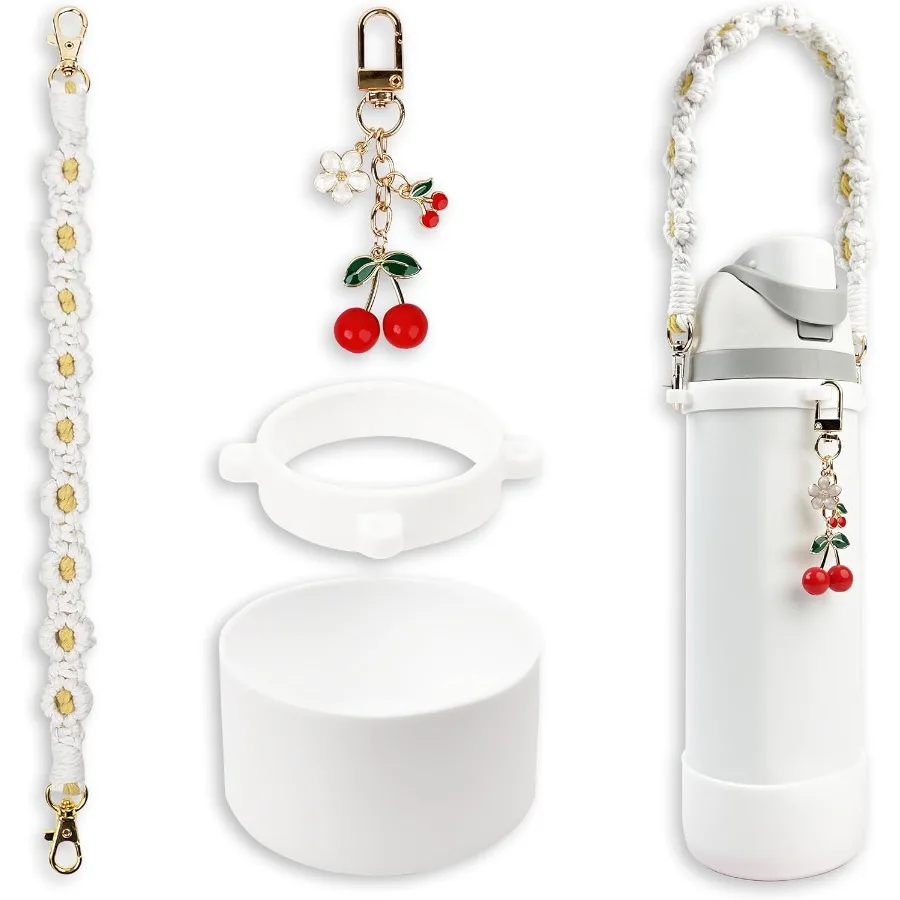 

Набор силиконовых черевиков для бутылки с водой 24 унции, 32 унции, 40 унций, в комплект входит мультяшный очаровательный ремешок для бутылки с водой, идеальные аксессуары, подходящие