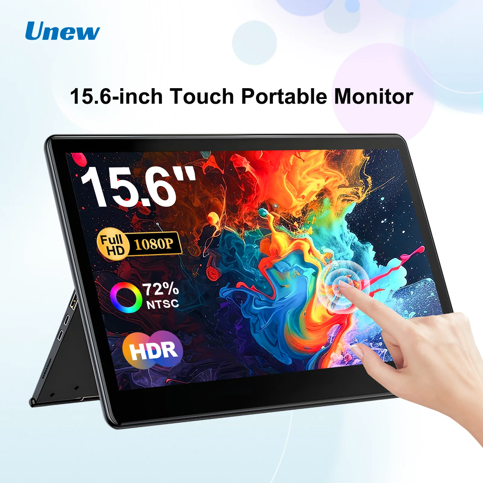 Unew 15.6 inch 1920x1080 Touch Portable Monitor - HDMI/Type-C, Second Screen Display for Xbox, Switch, PS, Laptop & PC