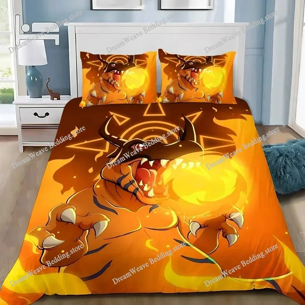 3D Printing Digimon Cartoons Bedding Set Duvet Cover Bed Set Quilt Cover Pillowcase Comforter King Queen Size Boys Adult Bedding