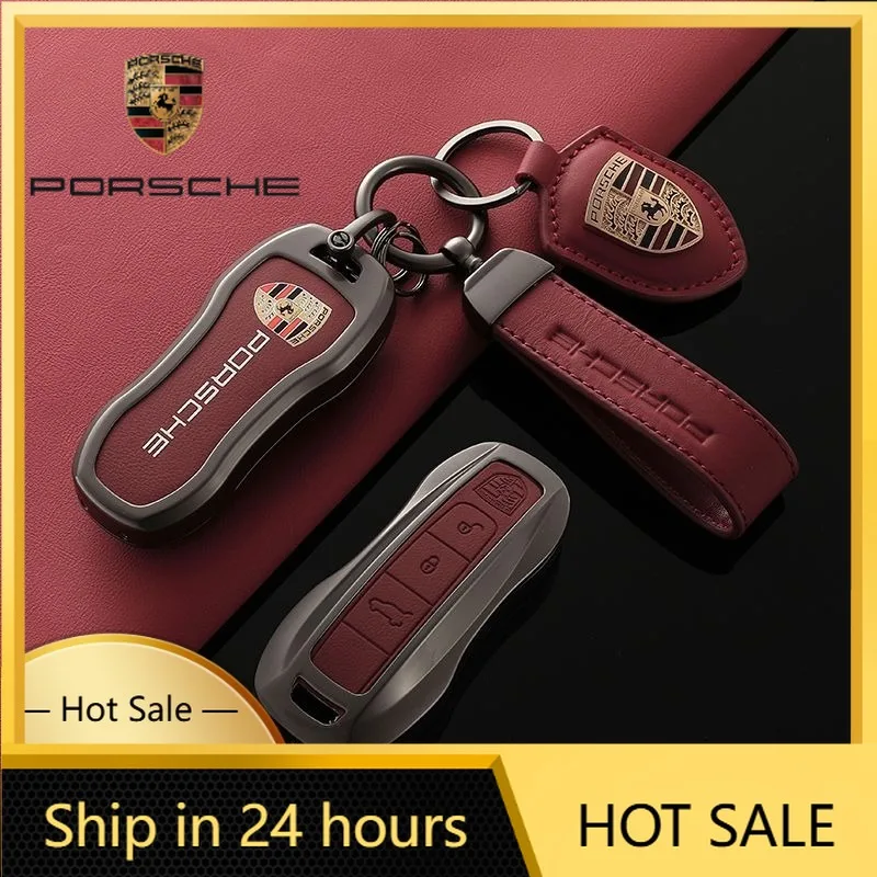 

For Porsche Cayenne Panamera Macan 911 Zinc Alloy Leather Car Key Case Cover Protector Shell For Porsche Macan Cayenne 718 Param