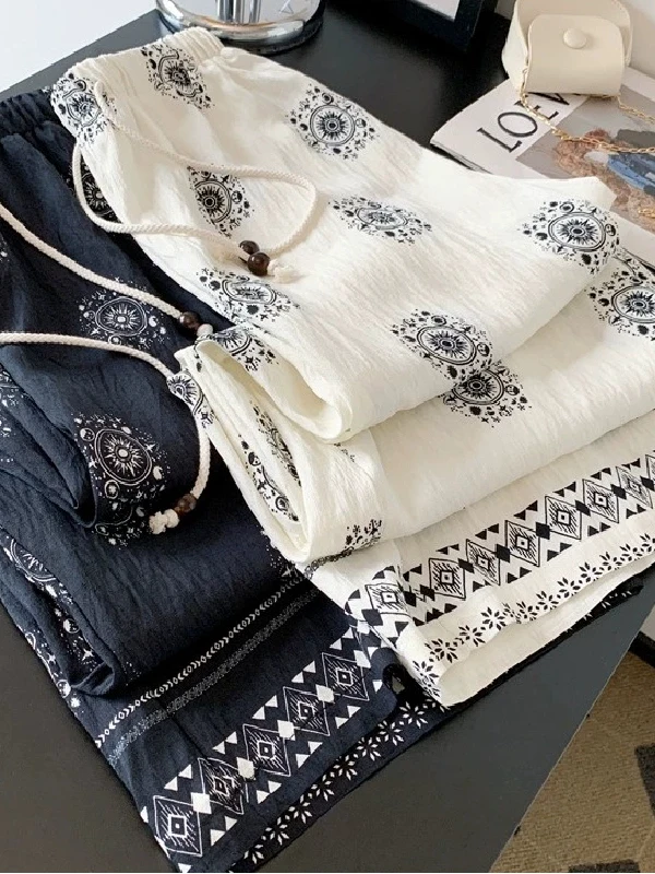 

plus Size High Waist Wide Leg Pants Women's Summer Thin Loose Retro Casual Straight Leg Trousers Long Pants Big Size Clothes