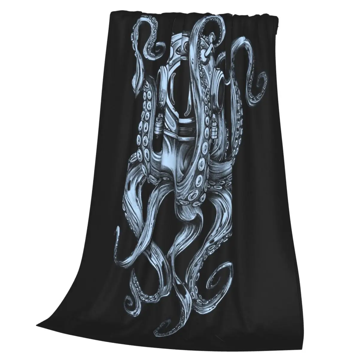 Octopus Scuba Diver Helmet Blanket Soft Warm Flannel Throw Blanket Plush for Bed Living room Picnic Travel Home Couch