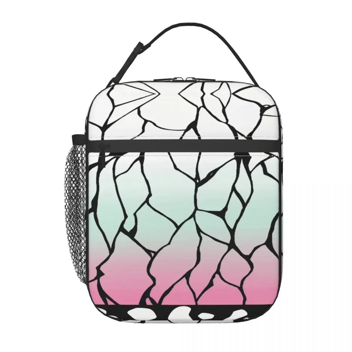 Kimetsu No Yaiba Shinobu Kimono Pattern Insulated Lunch Bags for Demon Slayer Anime Manga Cooler Thermal Lunch Box Women Kids