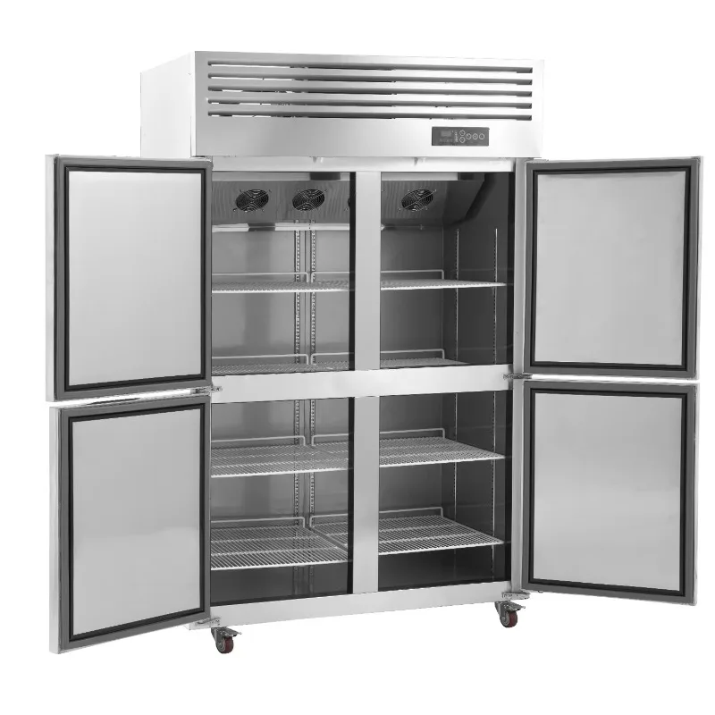 Stainless Steel 4 Door Commercial Refrigerator Freezer Vertical Dual Temperature 10 22 Degree New Design Geladeira Custom