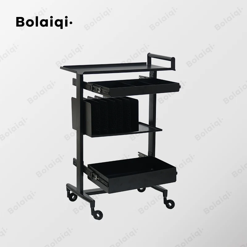 BOLAIQI Modern Stainless Steel Hair Salon Trolley Hairdressing Coloring Working Trolley Hair Dye Storage Rack for Workshop