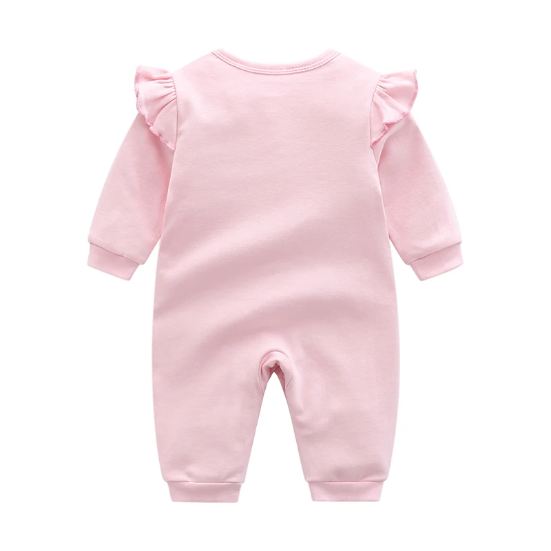 Autumn newborn baby one-piece crawling clothes 0-1 year old baby girl pink princess sleeve autumn outing jumpsuit