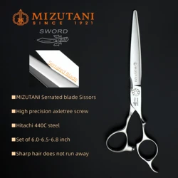 MIZUTANI professional barber scissors Serrated blade sissors 440C steel Hair cutting machine set of 6.0-6.5-6.8 inch