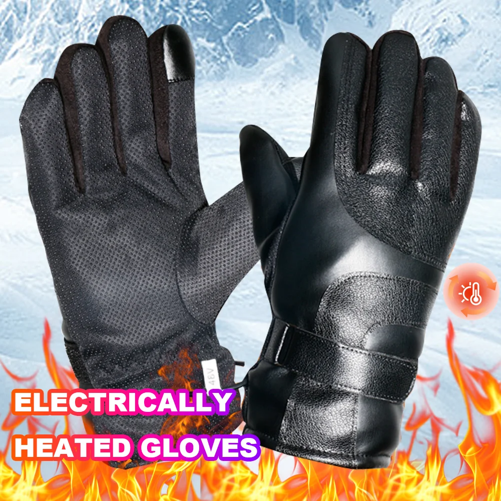 Electric Heated Gloves Waterproof Winter Warm Snowboard Thermal Gloves Non-slip Touch Screen Motorcycle Bicycle Skiing Glove