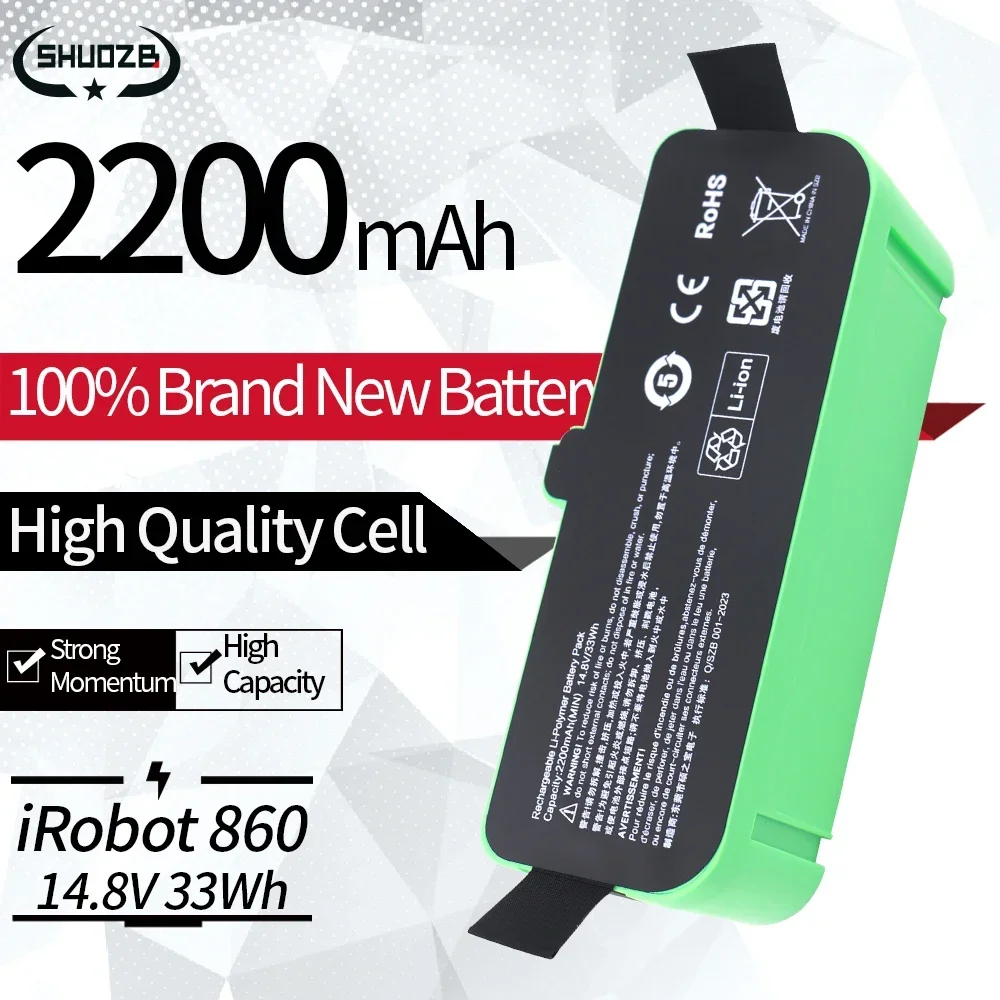 

SHUOZB 1800LI 2130LI Smart Li-ion Battery for IRobot Roomba 595 650 980 655 690 780 805 860 880 890 960 760 770 780 2200mAh