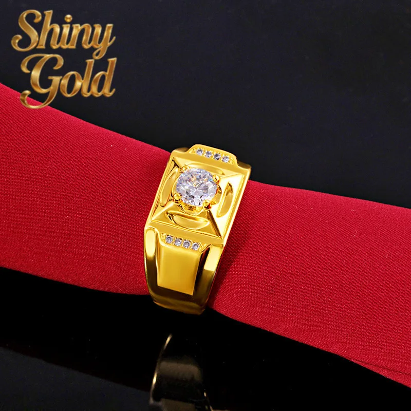 ShinyGold Men's 24K Gold AU999 Bold Large Ring | Magnetic Detachable Charm With Inscriptions, Imposing For Banquets
