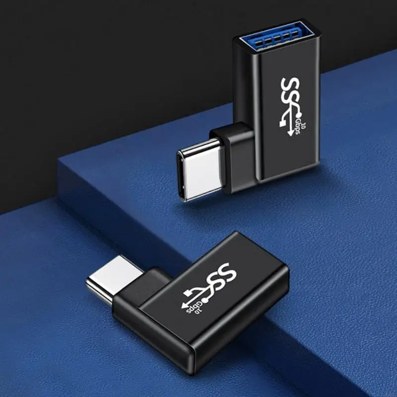 W89C عالي السرعة النوع C إلى موصل USB 90 درجة الانحناء والمكونات والمسرحيات من النوع C إلى محول شحن USB للسيارة والسفر استخدام