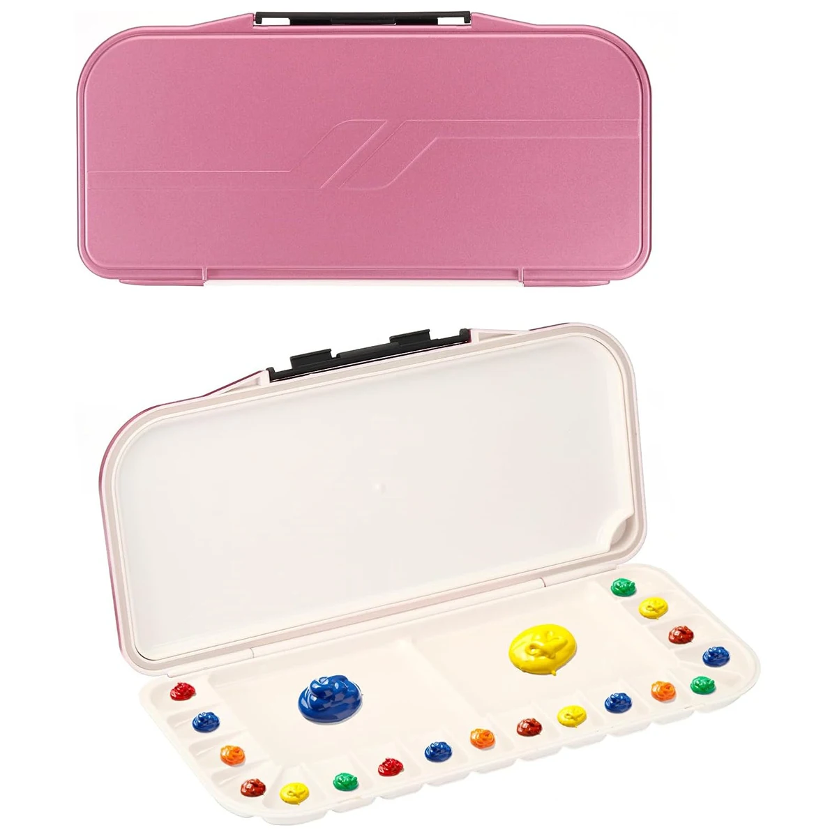 18-well Premium Sealed Watercolor Palette, Travel Portable Folding Palette Box with 1+2 Mixing Areas
