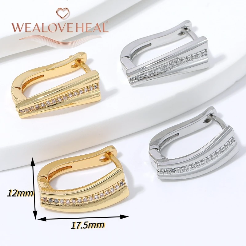 18K vergoldete Messing-Ohrringe im russischen Stil für Damen - C-förmige Creolen mit einer Reihe CZ-Steinen, Schmuck für den täglichen Gebrauch, Geschenk – Detail 17