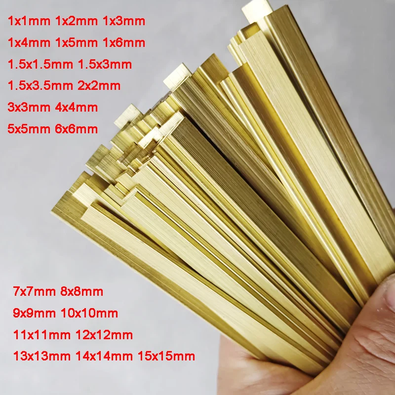 

1-2pcs Length 500mm Brass Square Stick Thin Rod Solid Bar 1/1.5/2/3/4/5/6/7/8/9/10/11/12/13/14/15mm